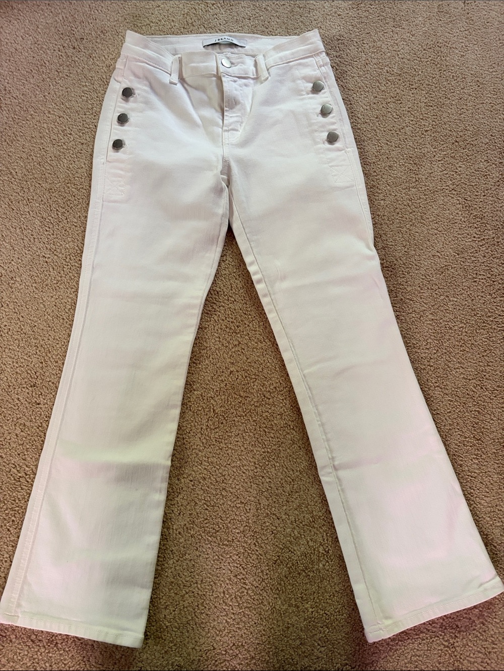 J Brand White Sailor-Button Flare Jeans Size 25